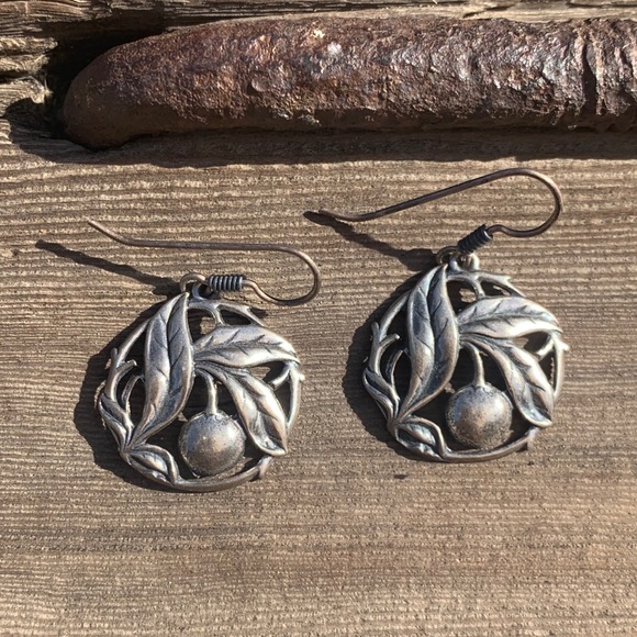Sterling Designer Fruit Tree Earrings - Picture 2 of 4